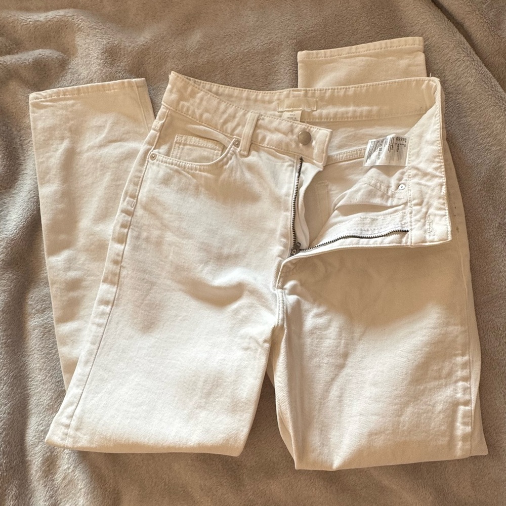 H&M Stylish White Straight Jeans, Women’s 6